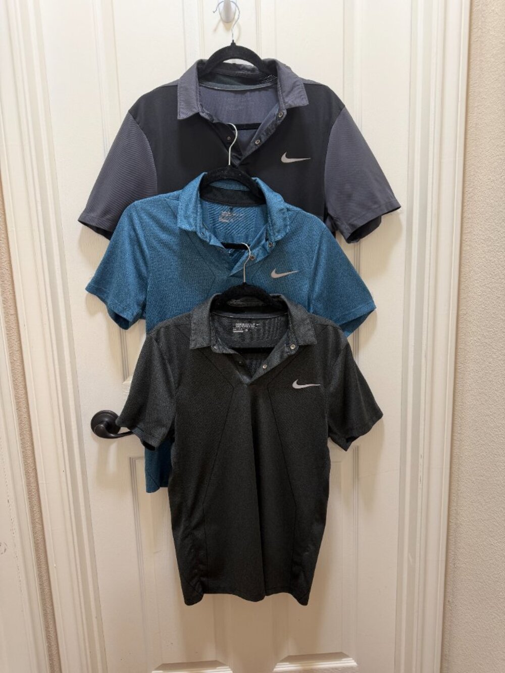 Lot OF 3 Nike Men's Golf Dri-Fit Polo Shirts Size M Black Blue Gray Activewear - Picture 9 of 9